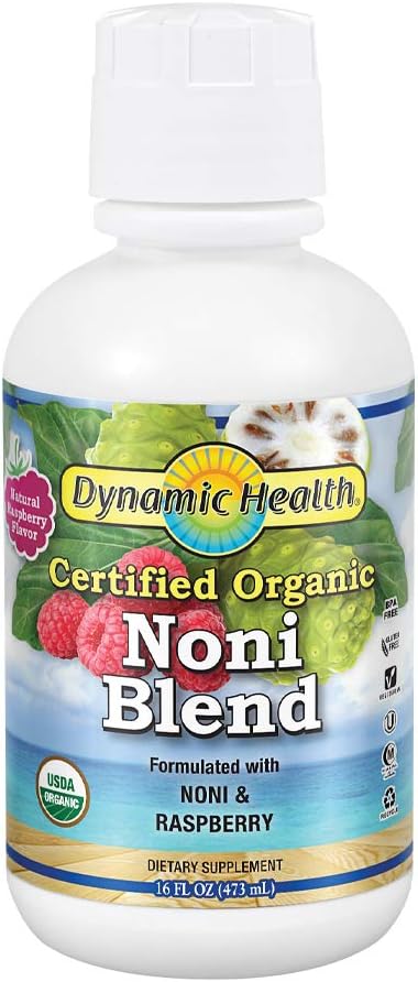 海外直送品Organic Tahitian Noni, Raspberry Flavor 16OZ by Dynamic Health Laboratories