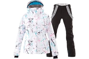 GS SNOWING Women's Ski Jackets and Pants Set Windproof Waterproof Insulated Snowsuit Winter Warm Snowboarding Snow Coat