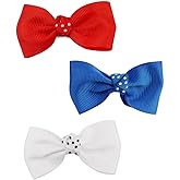 3Pcs American Flag Hair Bow Clips, 4th of July Hair Clips For Baby Girls Women Hair Accessory Patriotic Independence Day Alligator Hair Pins Stars Red Blue and White