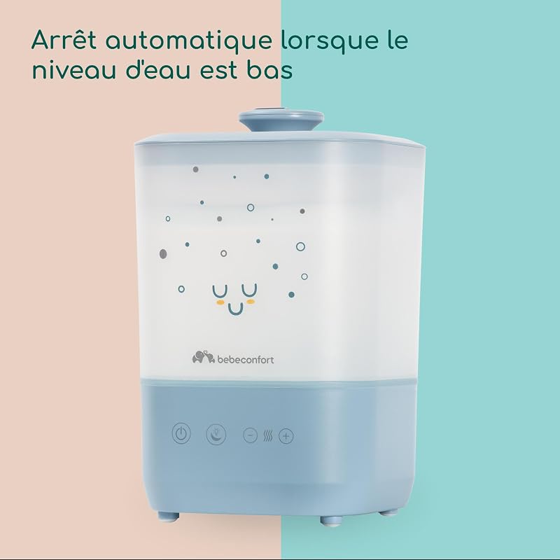 Humidificateur D'air Bébé Cool-Mist, Veilleuse Bébé 7 Couleurs, Technologie Ultrasonique (Jusqu'à 48h), Réservoir Easy-Fill 2,1 l, Arrêt Automatique, Brosse de Nettoyage Incluse, Bleu