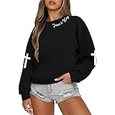 Oversized Christian Sweatshirts for Women Jesus is King Sweatshirt Faith Shirt Bible Verse Religious Pullover Tops