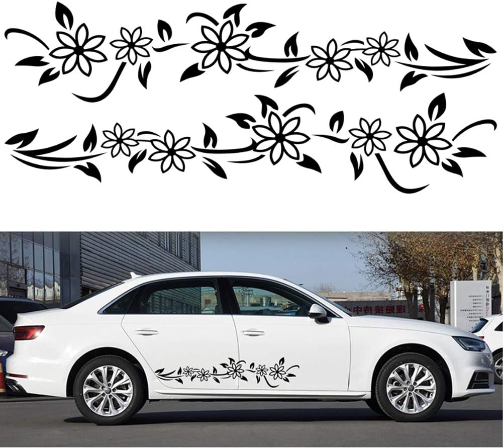 amazon com luixxuer 2pcs car side body stickers flowers graphics side skirt vinyl stickers decals car exterior decorations universal automotive luixxuer 2pcs car side body stickers flowers graphics side skirt vinyl stickers decals car exterior decorations universal