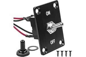 GUETNEU Button Switch Rocker Switch Toggle Switch Four Pin Two Position ON/Off Prewired Power Transfer Switch with Mounting Plate,Waterproof Cap.
