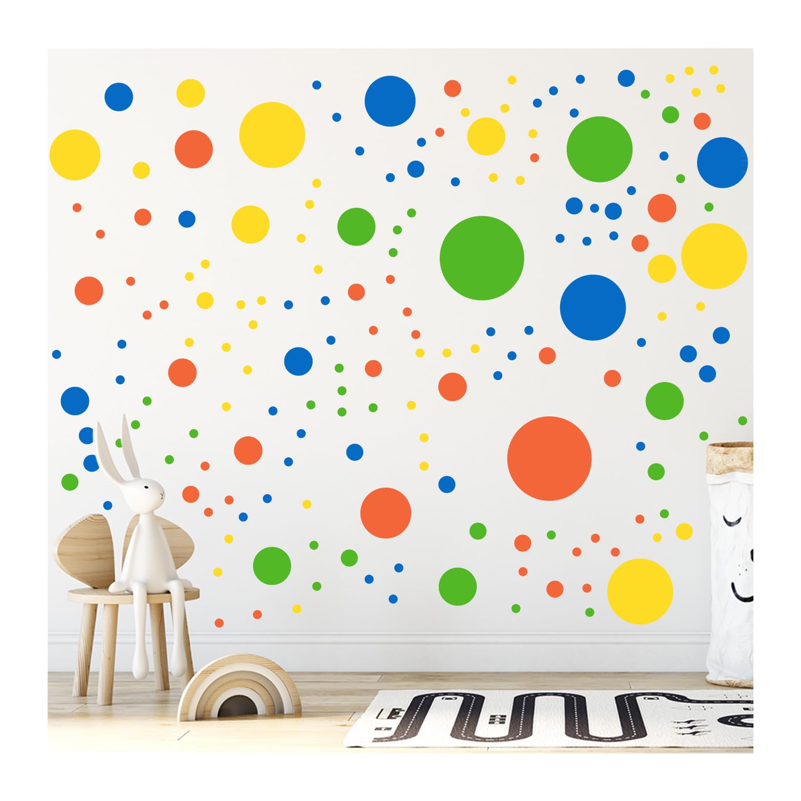 StickerDeen 500+ Assorted Polka Dot Circle Wall Stickers for Kids Bedroom Living Room, Classroom, Playroom Decor Removable Vinyl Wall Stickers Dots Wall Decals (Half-Rainbow (Mixed))