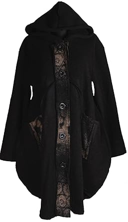 Damen Wolle Lagenlook Ballon Wintermantel Kapuze Mantel Swinger 46 48 50 52 54 L XL XXL 3XL Schwarz Übergang Winter