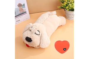 3T GROUP Heartbeat Puppy for Dogs Heartbeat Toy Sleep Aid for Puppy Essentials Heartbeat Stuffed Animal Toy Plush Pillow Pet Anxiety Relief Calming Aid Behavioral Training Toys(Beige)