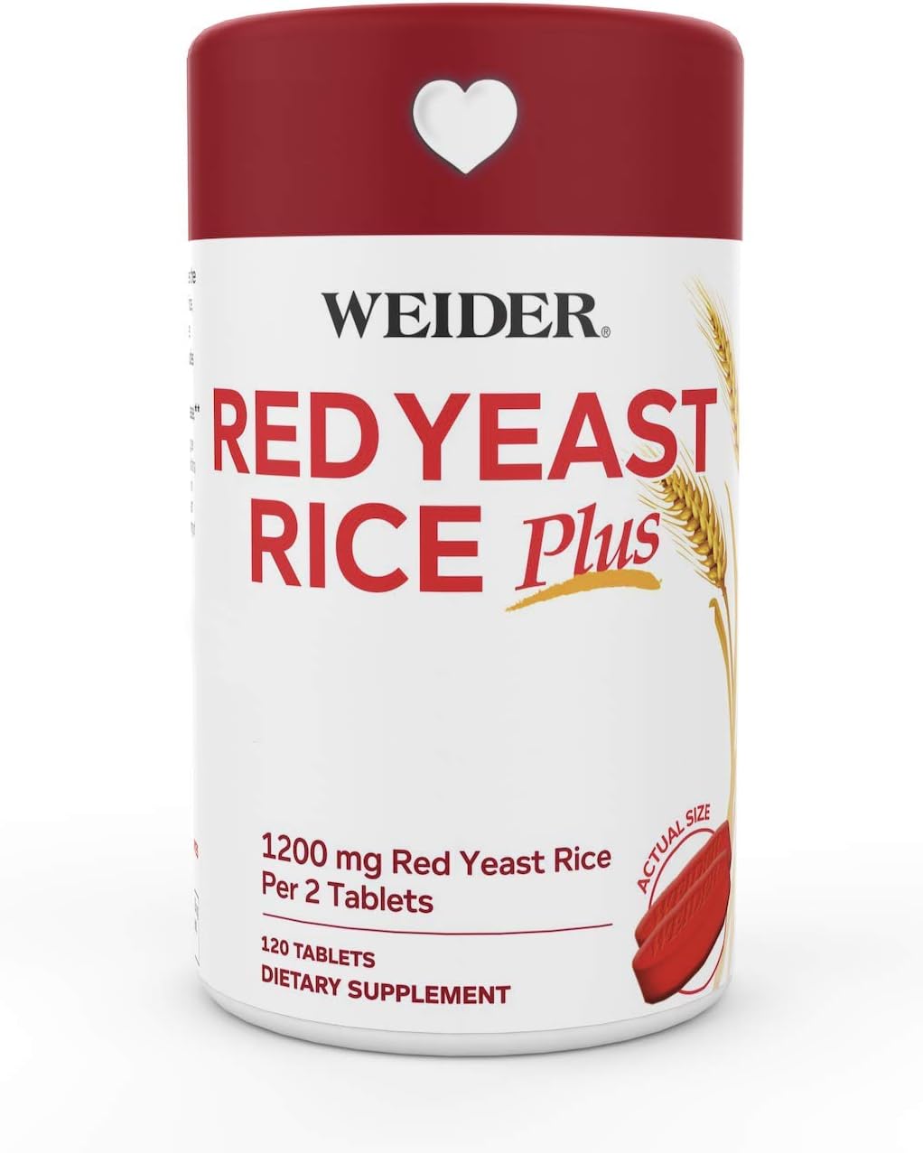 Weider Red Yeast Rice Plus 1200mg ♡ - With 850mg of Natural Phytosterols- Gluten FREE - One Month Supply: Health & Personal Care