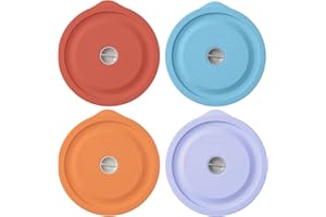 Replacement Lids for Pyrex 7200-PC 2 Cup, Silicone Round Storage Cover Lid for Anchor Hocking Glass Bowl 4 Pack with Date Mar