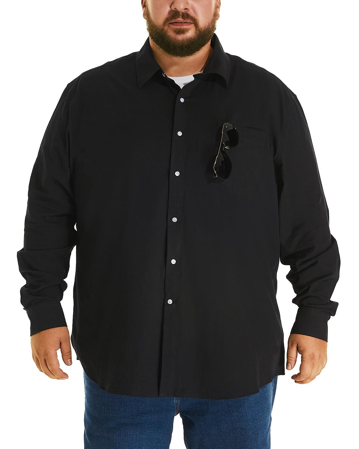 Photo 1 of HOdo Big and Tall Mens Cotton Button Down Shirt Black 5XL