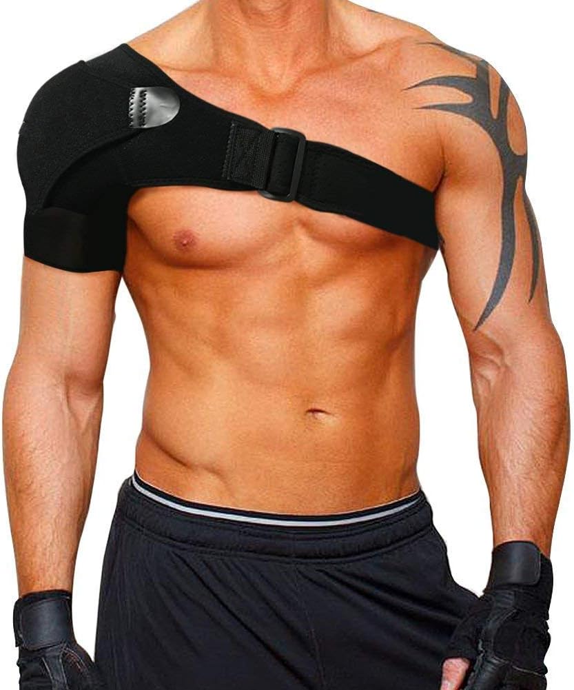 Shoulder Brace Support, Stability Brace with Pad Light and Breathable Neoprene for Rotator Cuff, Dislocated AC Joint, Labrum Tear, Shoulder Pain, Shoulder Compression Sleeve