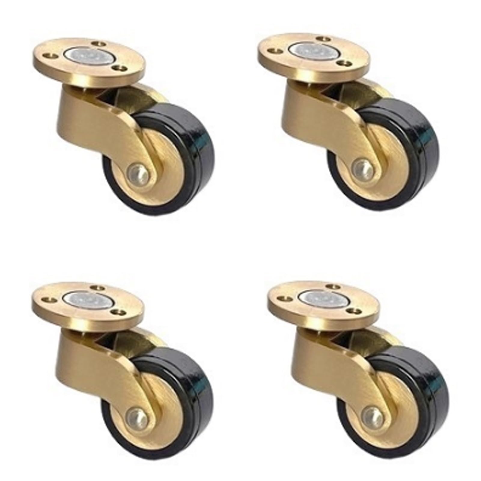 4 Pcs Casters 25mm Solid Brass Wheel, 360° Rodless Swivel, Moving Wheels, 1inch Rubber Castors for Furniture, Round Piece Type, Load 150kg, with 12 Screws (Color : JiaoLun, Size : Low)