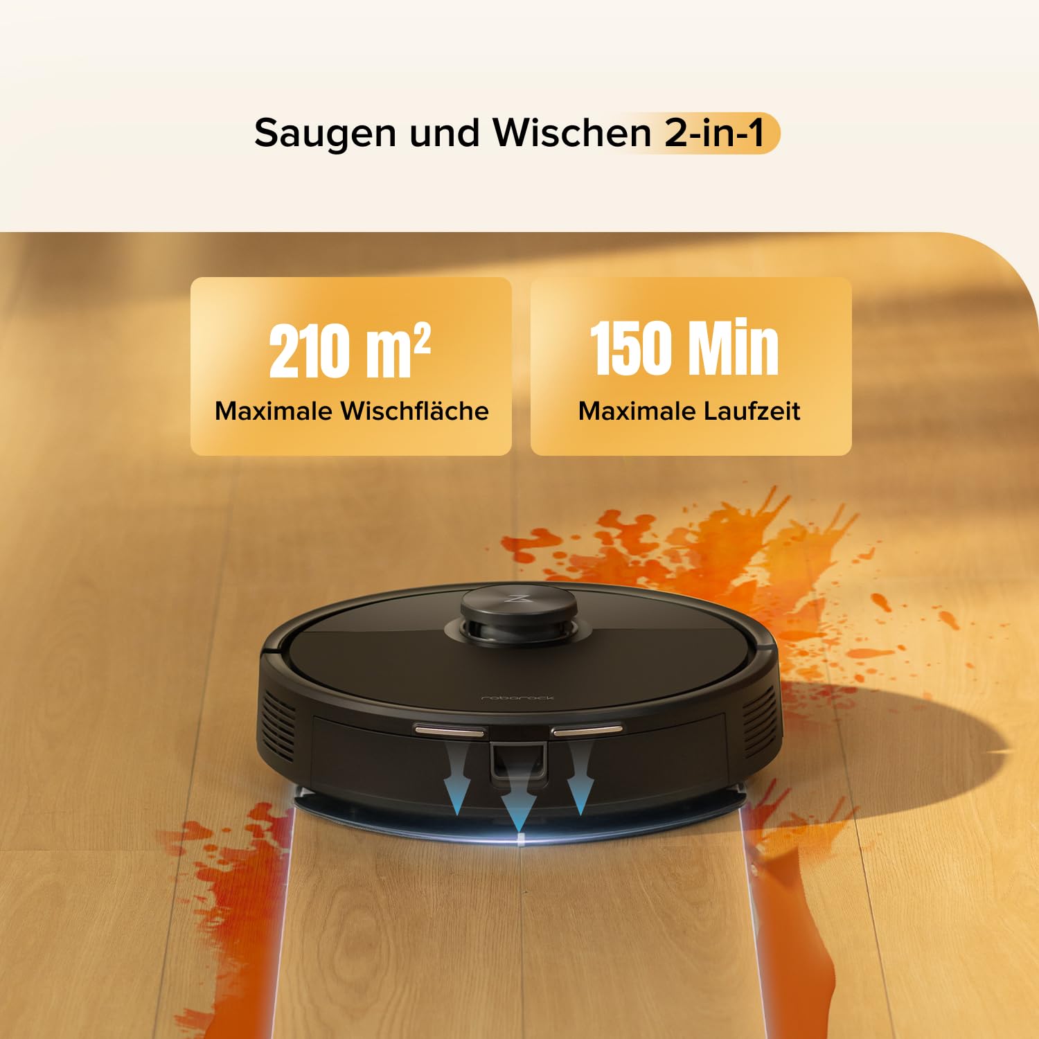 roborock Q7 M5 Saugroboter mit Wischfunktion, 10.000Pa Starker Saugkraft, Dual Anti-Tangle-System, 150Min Laufzeit, LiDAR Navigation, Staubsauger Roboter für Teppich, Tierhaare, APP Steuerung(Schwarz) 4