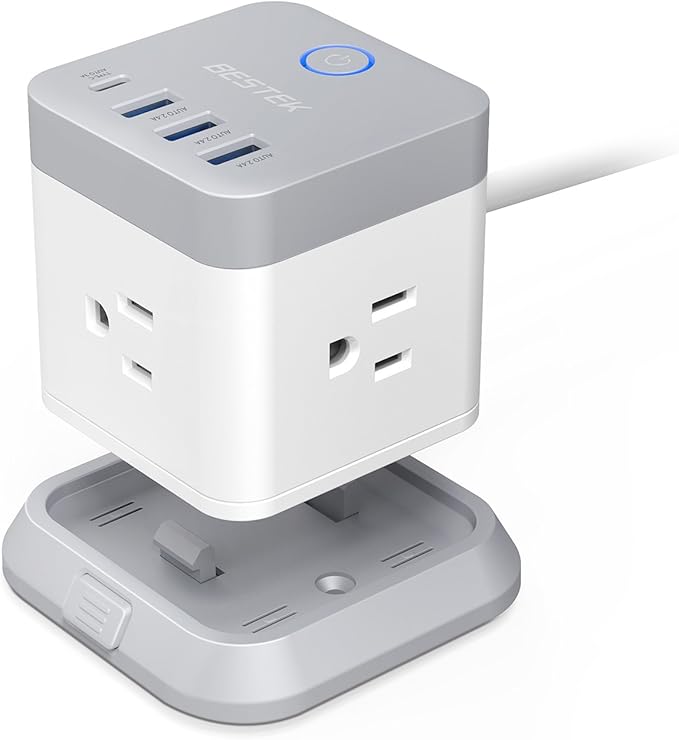 BESTEK Power Strip with USB,Vertical Cube Mountable Power Outlet