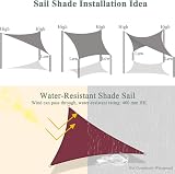 Teynewer Triangle Shade Sail 5x5x5m Waterproof UV Block 98% Red view 6