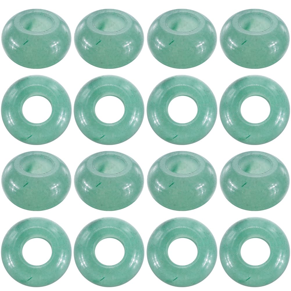 SUNNYCLUE 1 Box 16Pcs Green Aventurine Large Hole Beads 6mm Natural Stone European Bead Bulk Round Gemstone Rondelle Loose Spacer Beads for Bracelets jewellery Making DIY Necklace Earrings Beginner