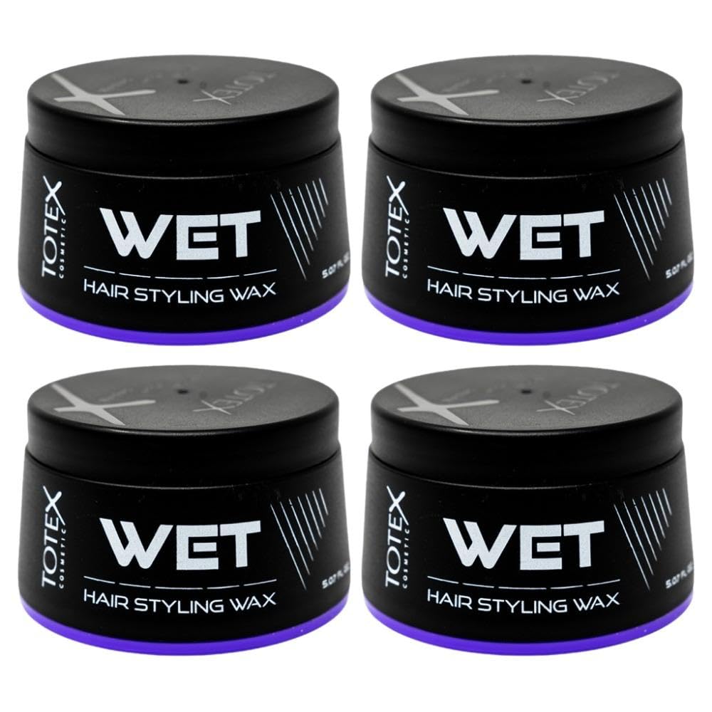 Totex Hair Styling Wet Wax Men 4x150ml Pack | Strong Hold Wet Look Hair Wax | Shiny Texture Styling Paste | Sweet Melon Scent | Barber Professional Long Lasting Hair Wax for Men — image 1