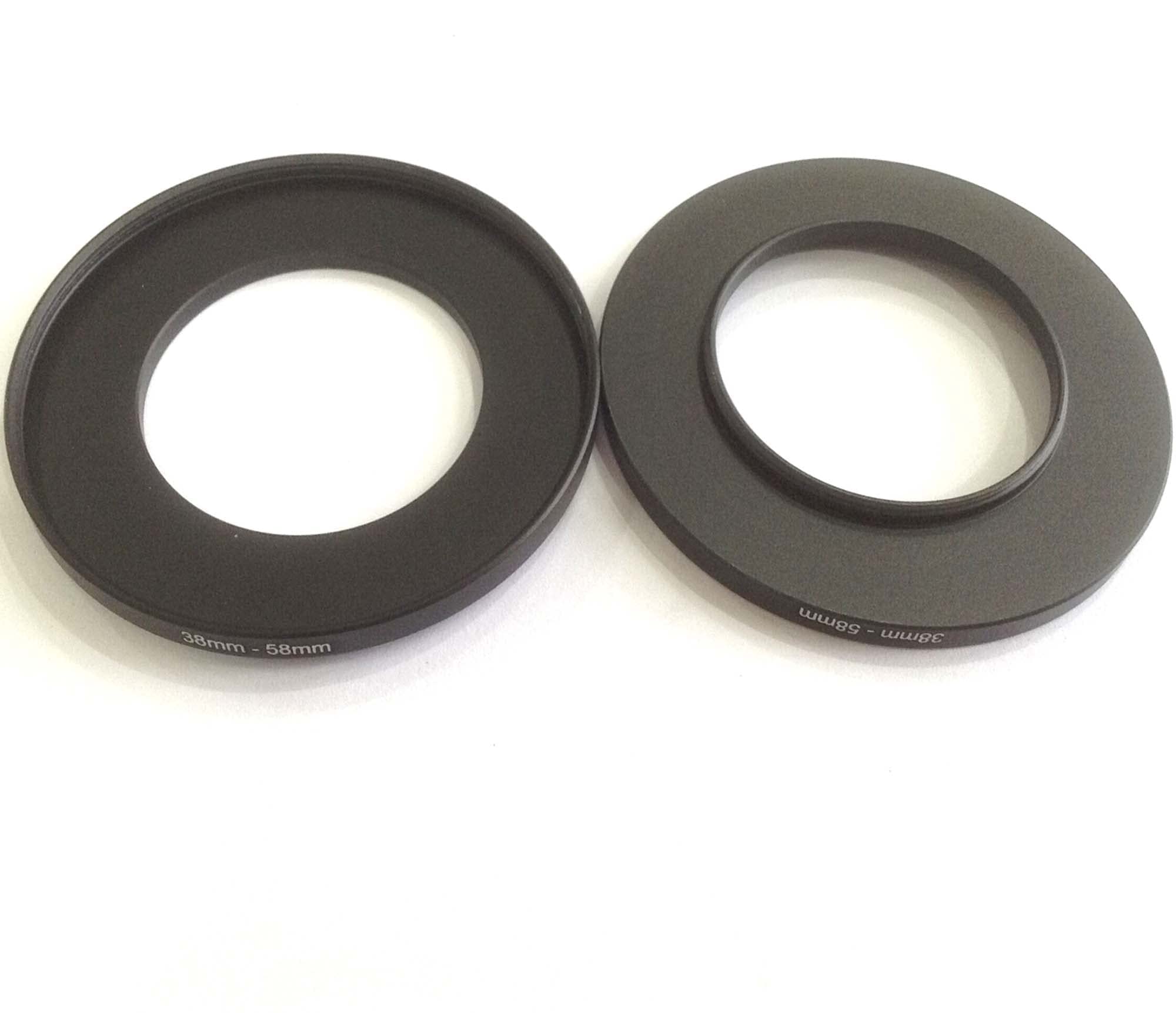 2x Connect 38-58mm Size Step Up Rings Video Digital Camera Lens Connector Screws Adapter 38mm To 58mm Filter Circle Diameters Holder 38-58 Attachment Focus Photograph-y Parts Accessories