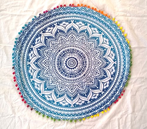 Shubhlaxmifashion 22" blue mandala round floor pil…