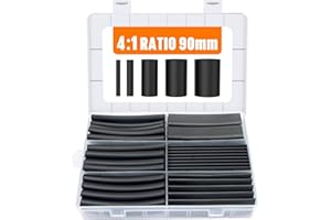 Lsnisni 3.54 Inches Heat Shrink Tubing Kit 100 Pcs, Ratio 4:1 Adhesive Lined, Dual Wall Tube - Marine Grade Waterproof, 5 Diameters, Heat-Shrink Tube, Heat Shrink Cable Sleeve - Black
