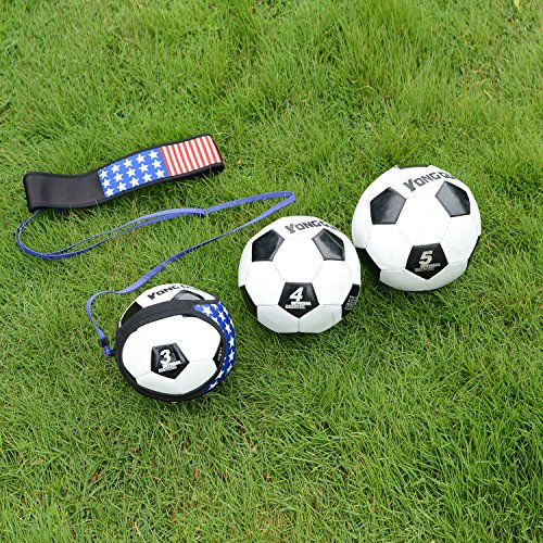 JOYEAN Easy-Goal Soccer Kick Trainer Hands Free Solo Equipment for Kids - Fits Ball Size 3, 4, 5 (Star & Stripe)