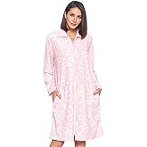 Casual Nights Women's Printed Micro Fleece Zip Up Long Sleeve Sleepwear Duster Robe