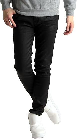 Amazon ラフタス Rafftas コーティング スリムスキニー ブラックデニムパンツ メンズジーパン メンズデニム メンズジーンズ ボトムス パンツ メンズ 大きめ 太め ルーズ L サイズ ブラック ジーンズ 通販