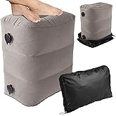 Inflatable Foot Rest Pillow for Air Travel, Adjustable Height Portable Leg Pillow Bed for Kids and Toddlers, Travel Foorest Pillow for Airplanes, Cars, Trains, Office (Grey)