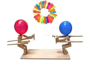 TWWKDD Balloon Bamboo Man Battle - 2024 New Handmade Wooden Fencing Puppets, Fun and Exciting Balloon Bamboo Man Battle for 2 Players (with Balloons)