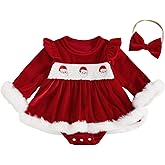 Baby Girl Christmas Outfit Santa Claus Romper Dress Red Velvet Long Sleeve Princess Tulle Dress Christmas Clothes