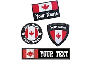 AI-NEEL 2 Pcs x Canada Flag Custom Patch Embroidery Name tag, Personalized Tactical Patches Badge for Backpacks, Jackets, Dog