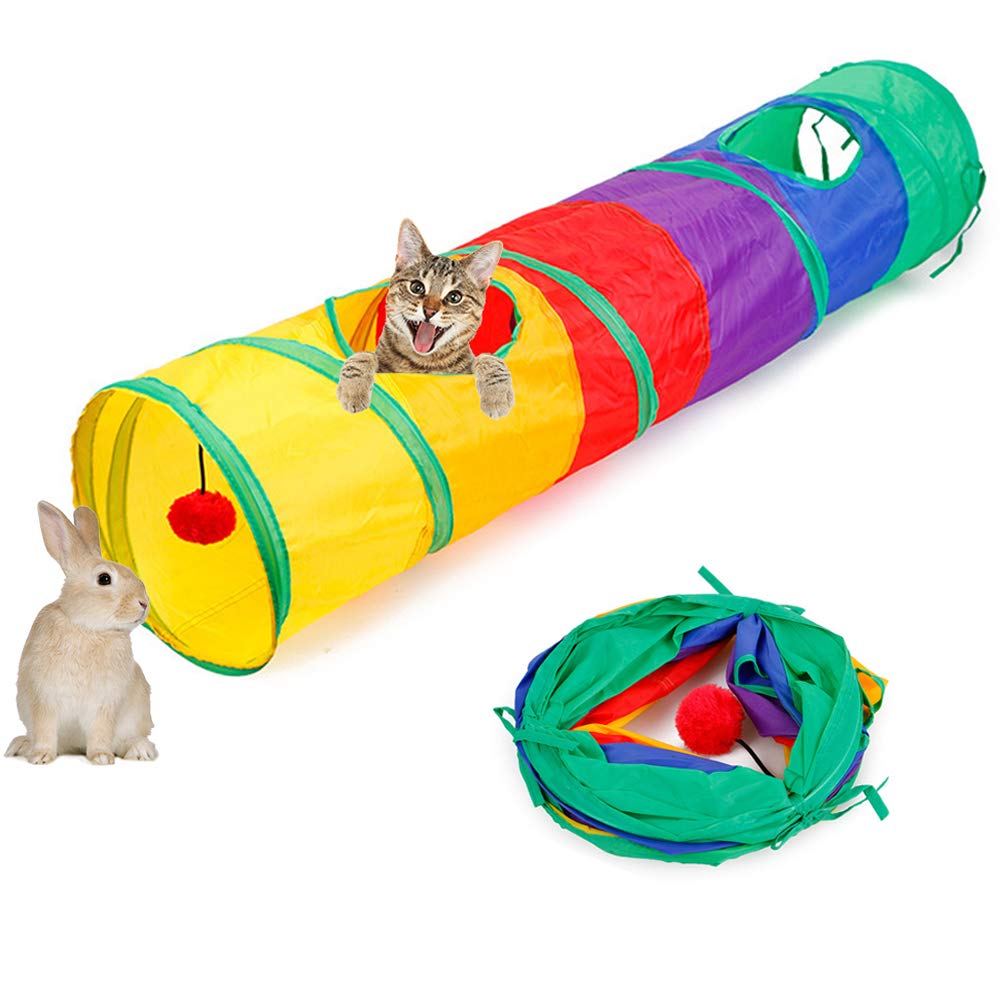 ASOCEA Cat Tunnel, Cat Tunnels for Indoor Cats Interactive Cats Play with a Ball Toy Collapsible Rabbit Tube Tunnels and Hides Toy Kitten Tunnel for Kitty Rabbit Exercising Hiding Training