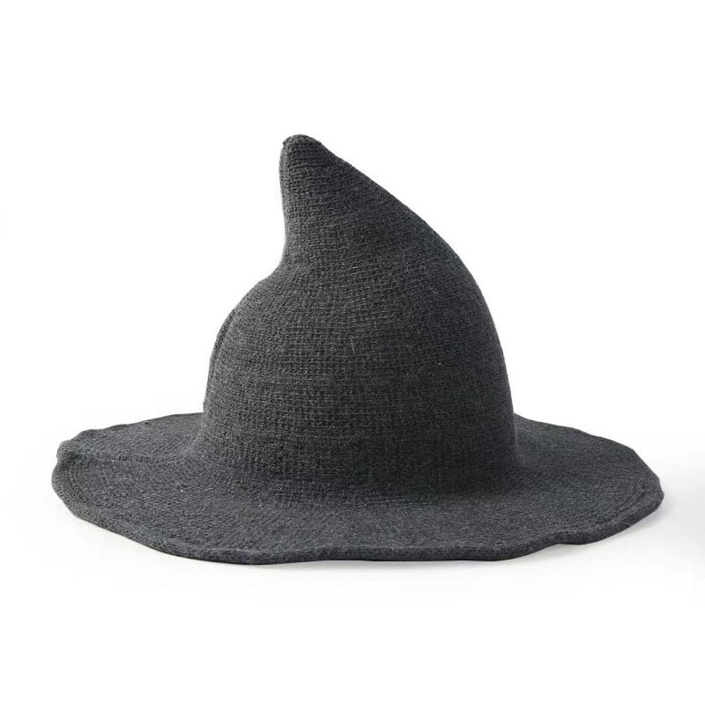 Upstore Witch Hat Foldable Knitted Beanie for Women Halloween Party Costume Accessory