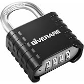 Heavy Duty Combination Padlock 4-Digit, Large Outdoor Lock Metal, Alloy Locks with Hardened Steel Shackle, High Security Weatherproof Padlocks for Gym, School, Locker, Fence, Gate, Hasp, Case-Black