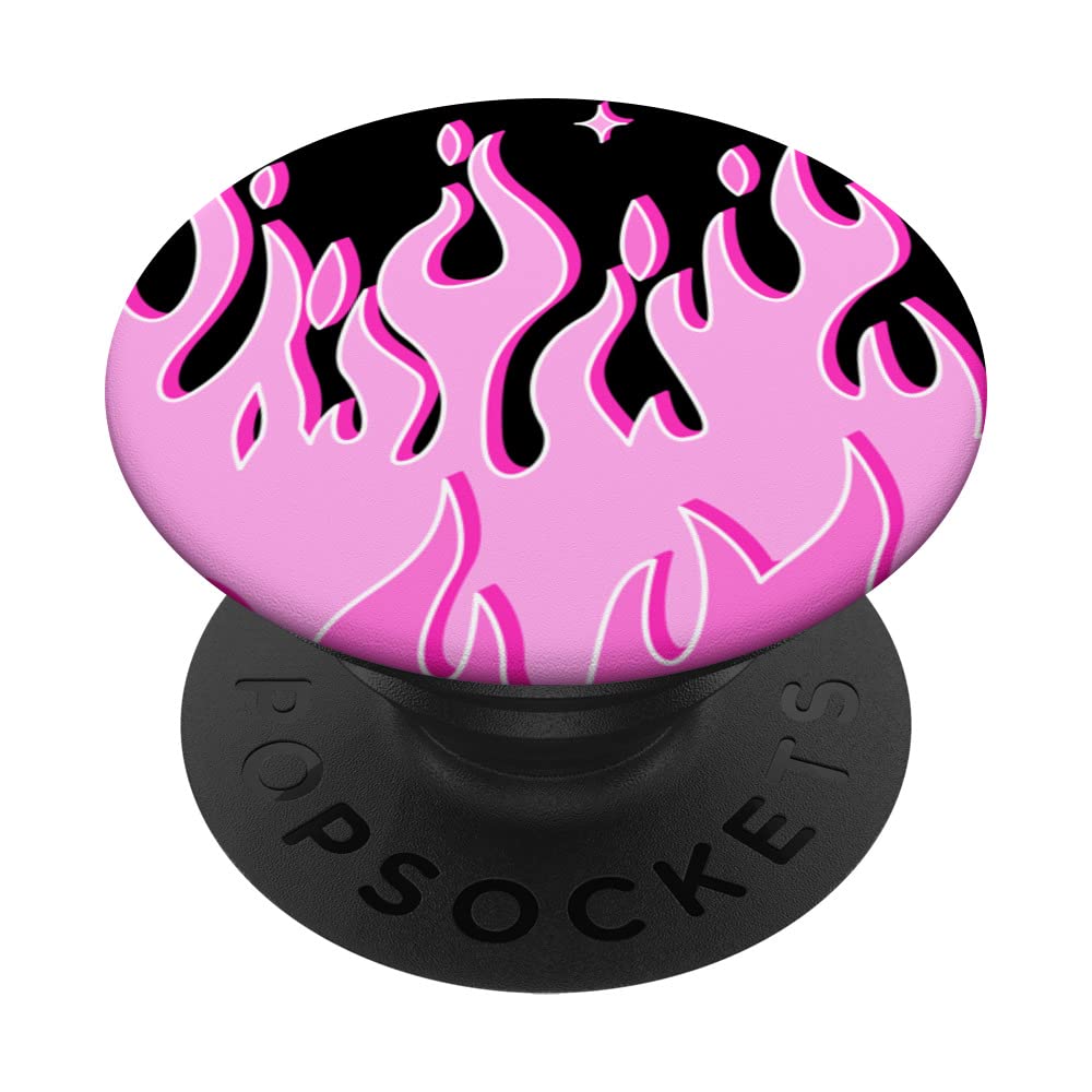 Pink Cute Flame Pattern Grafitti Flames Pastel Goth PopSockets Swappable PopGrip