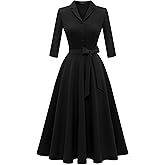 Wedtrend 1940s Dresses for Women 3/4 Sleeve Vintage Tea Party Dress Work Church 1950s Cocktail Dress with Pockets