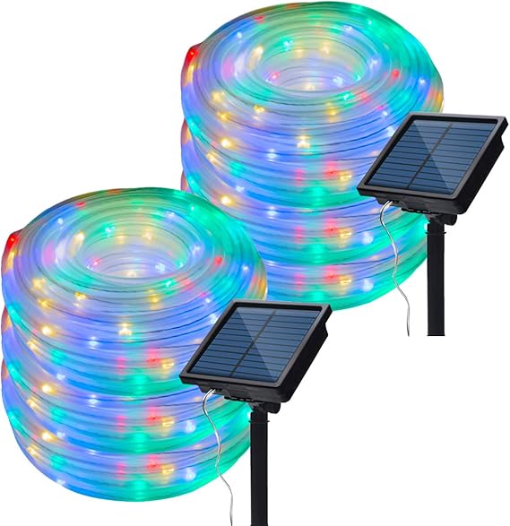 Ecohut Solar Outdoor Rope Lights 100 LED MultiColor Clear