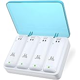 Battery Charger for Wii & Wii U Remote Controller,4pcs 2800mAh NiMH Rechargeable Battery Packs with 4-in-1 Charging Station for Wii & Wii U Game Remote [ Latest Upgrade Version]-White