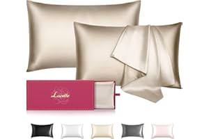 Lacette Mulberry Silk Pillowcase for Hair and Skin Set of 2, 22 Momme Mulberry Silk&Wood Pulp Fiber Dual-Sided Silk Pillow Cases with Zipper,Soft Cooling Silk Pillow Cover(Champagne,Standard 20"x26")