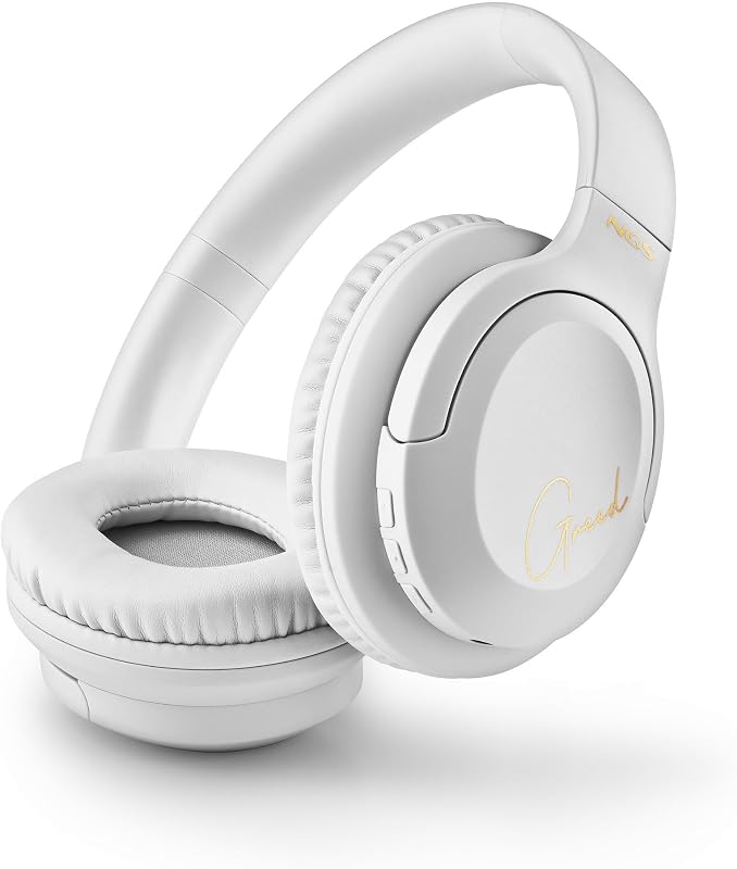 Artica Greed White - Casque Supra-aural sans Fil, Compatible avec la Technologie Bluetooth, Léger et Pliable, Microphone Intégré, Batterie 40h, Couleur Blanc
