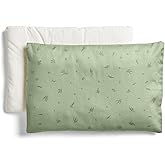 ergoPouch Organic Toddler Pillow and Cover – Low-Profile 1" Design for Proper Neck Alignment, Soft & Durable GOTS-Certified Cotton, Machine Washable, Breathable & Gentle on Skin (Willow)