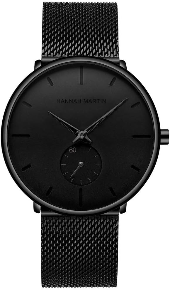 Stainless Steel Slim Men Watch Quartz Watch Black Face
