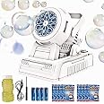 Automatic Bubble Machine - 10-Hole Blower With 20,000+ Bubbles/Minute, LED Lights, Dual Power