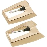 2 Pack Ruby Record Player Needles Replacement, Turntable Needles Stylus for Crosley Victrola Boytone Ion Jenson Vinyl Players - Gold