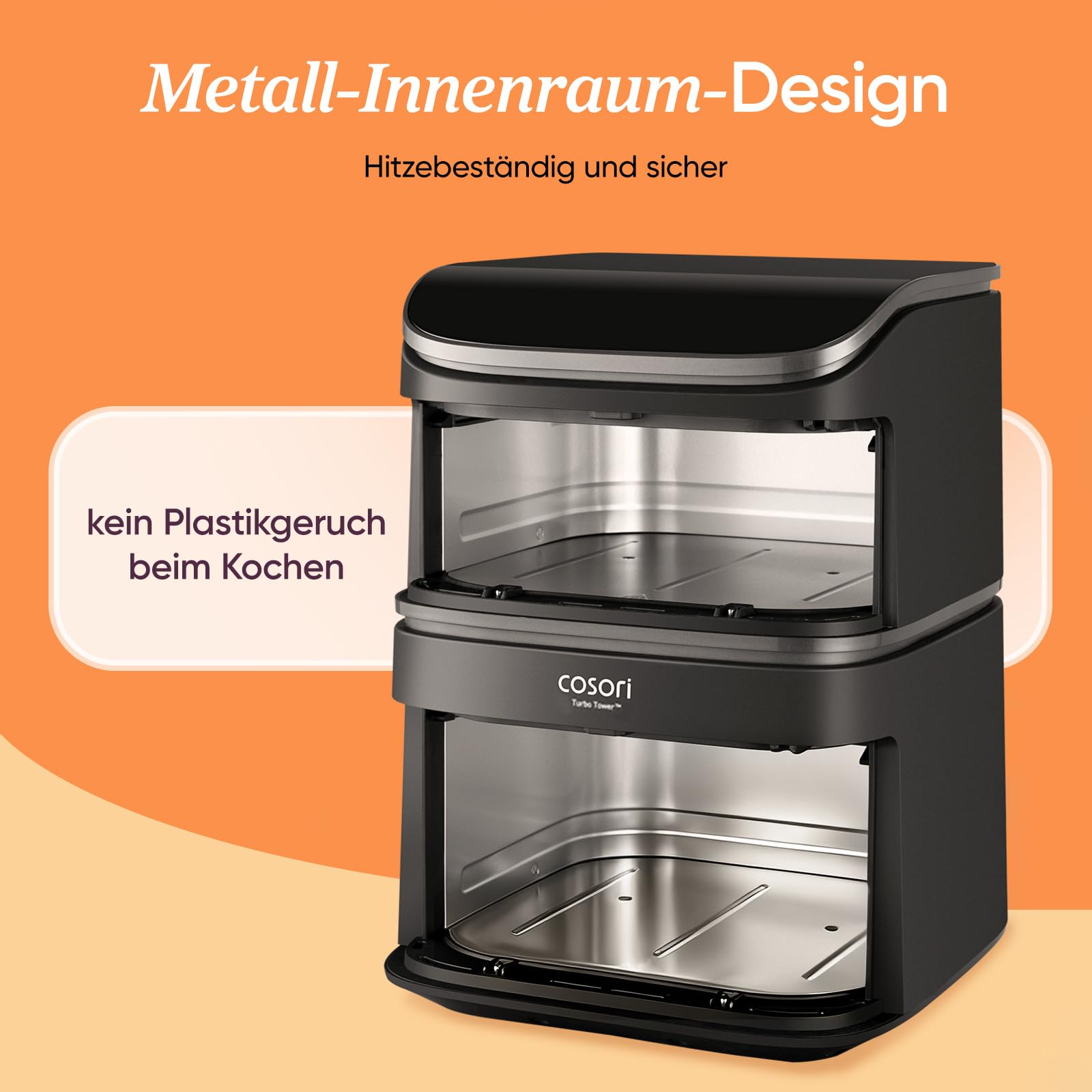 COSORI Airfryer, Heißluftfritteuse 2 Kammern, 10,8 L Heissluftfritteuse, Innovative Mehrfach-Luftgeschwindigkeit, Spart 41 Prozent Platz, Inklusive Rezeptbuch und Edelstahl-Rost, Silbergrau 6