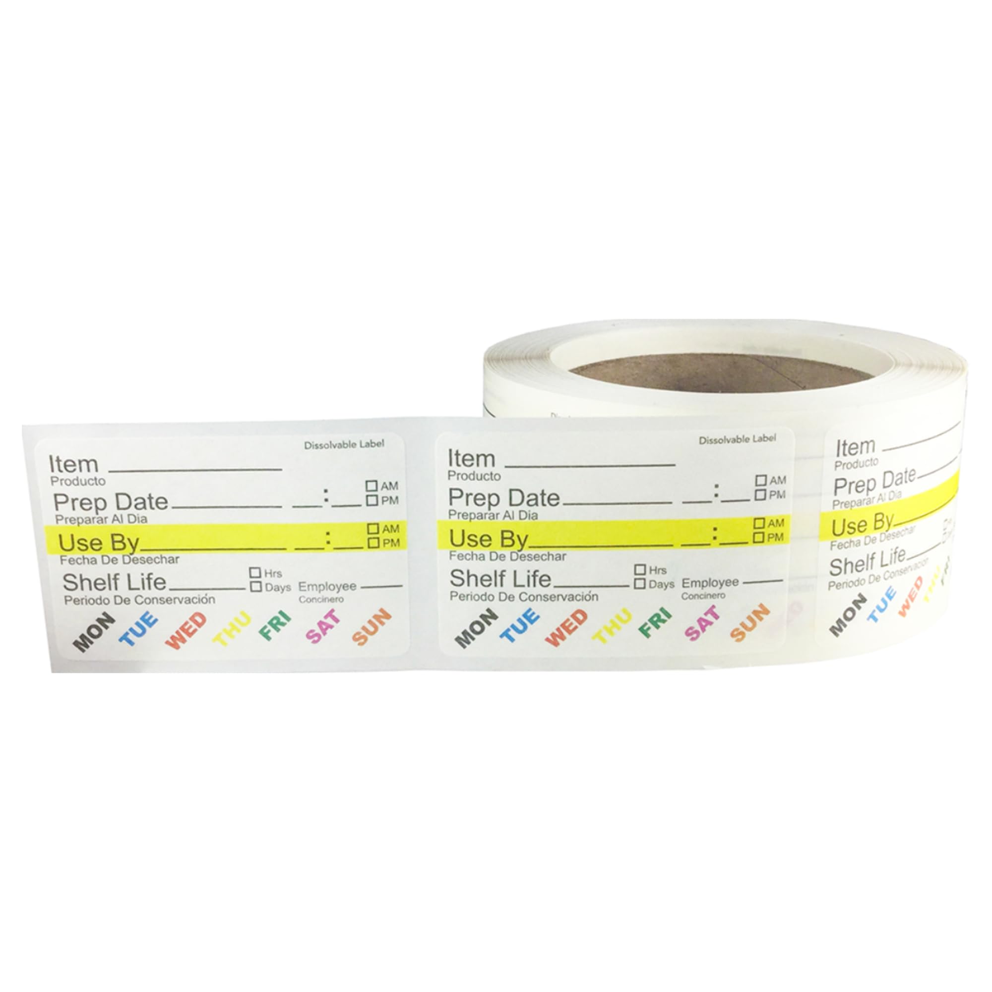 Dissolvable Day of The Week Use by Shelf Life Labels 50.8 x 76.2 mm 2 x 3 Inch Wide 500 Count