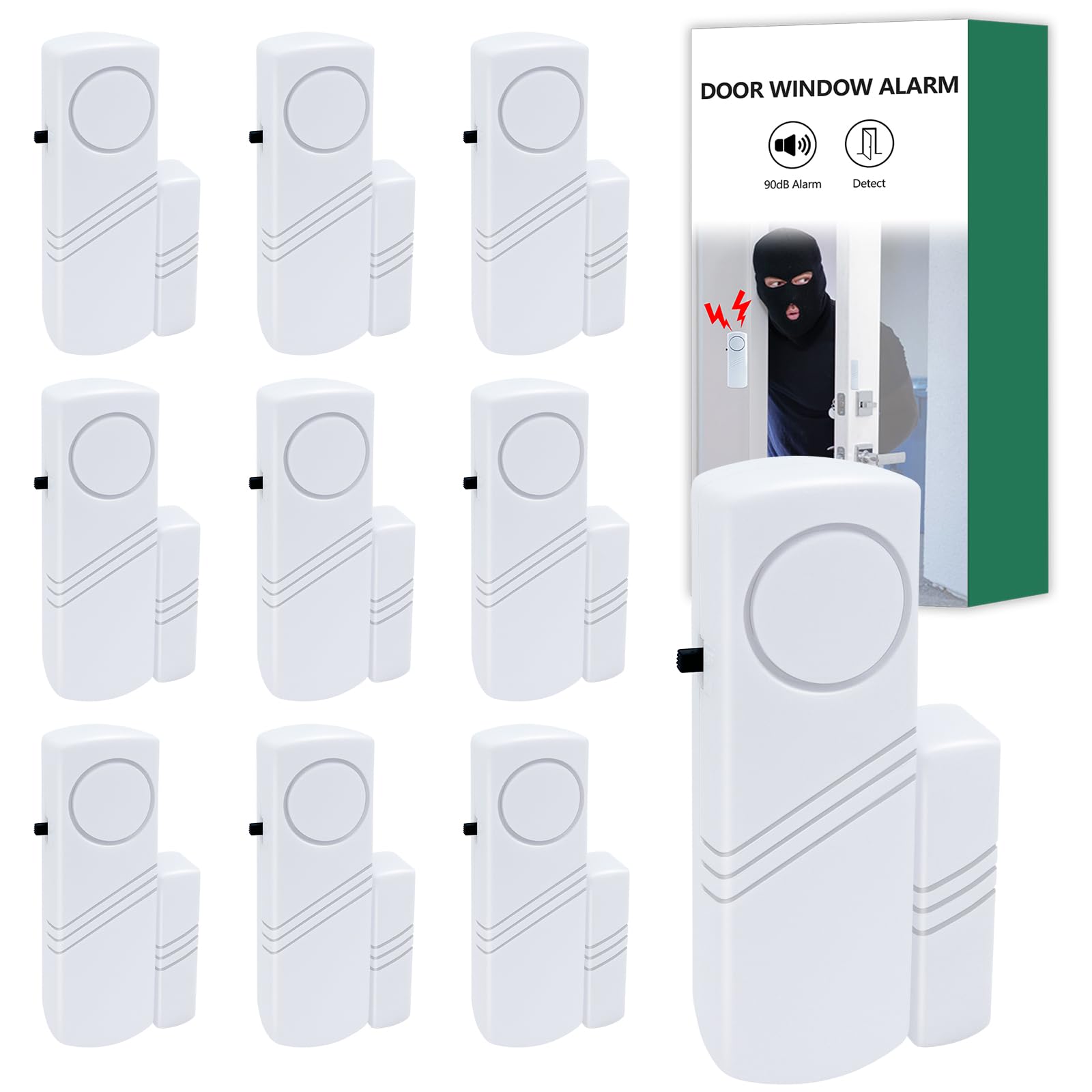 Photo 1 of Door Window Alarm, 90DB Door Alarms for Kids Safety, Door Window Burglar Alarm, Window Pool Alarms for Home, Apartments, Offices, Hotel Rooms (10 Pack)