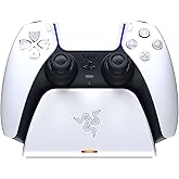 Razer Quick Charging Stand for PlayStation 5: Charge - Curved Cradle Design Matches PS5 DualSense Wireless Controller One-Handed Navigation USB Powered White (Controller Sold Separately)