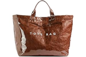 Lushandy PVC Tote Bag for Women Large Plastic Tote Bag for Work Letter Print Hobo bag Kraft Paper Work Handbags Purses