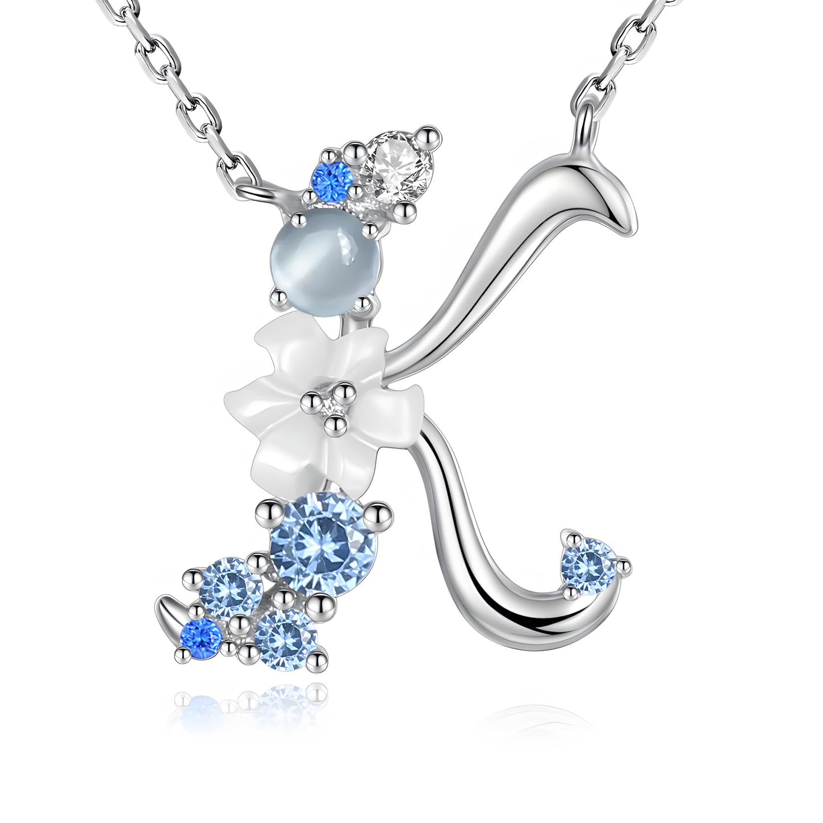 VIKI LYNN Letter K Initial Necklace 925 Sterling Silver Cubic Zirconia Personalised Gifts for Girls — image 1