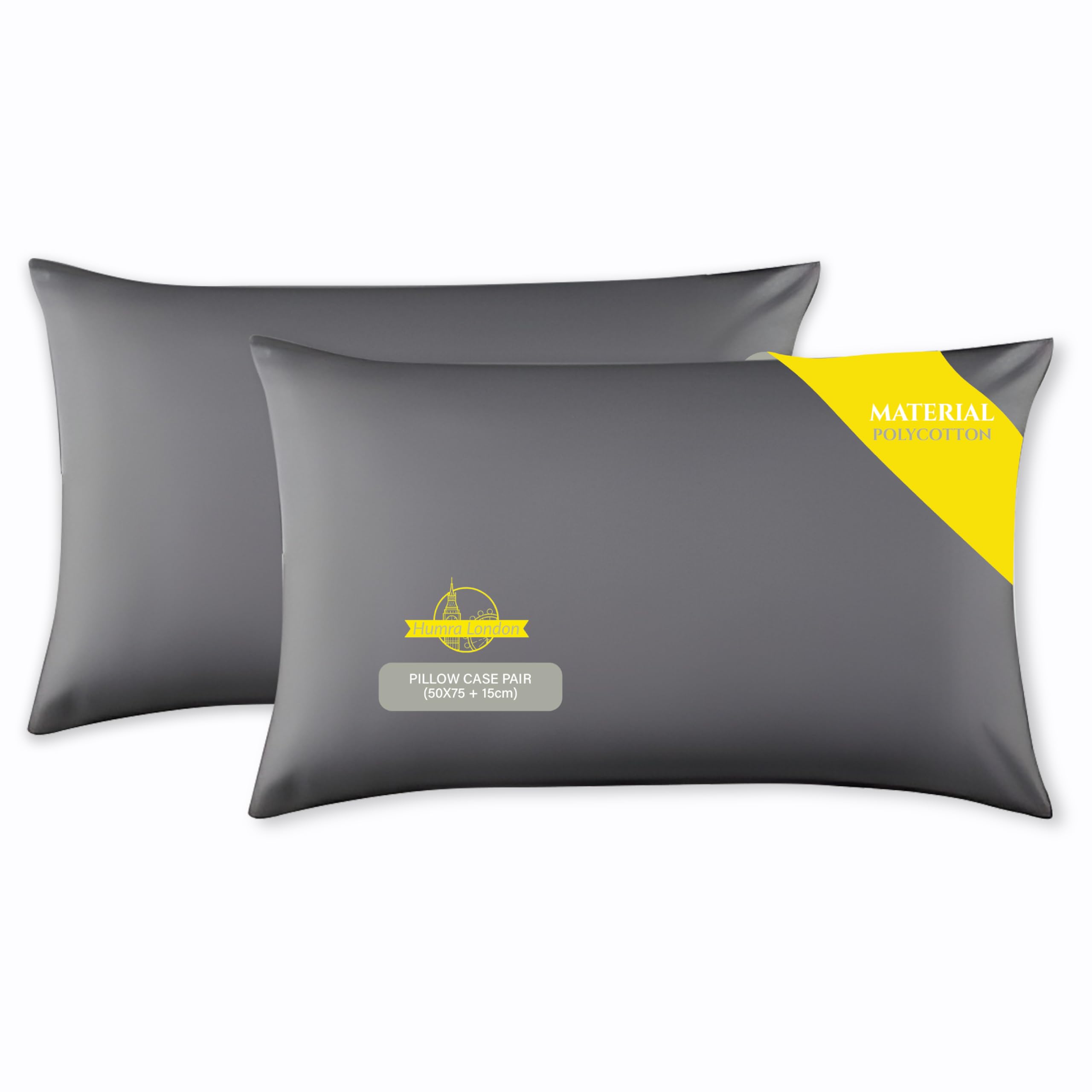 Pillow Cases 2 Pack 50CM x 75CM, Poly Cotton Pillow Cases 2 Pack Housewife Pair of Pillowcases, Easy Care Soft Stain Resistant Luxury Pair Pack (PALE GREY)